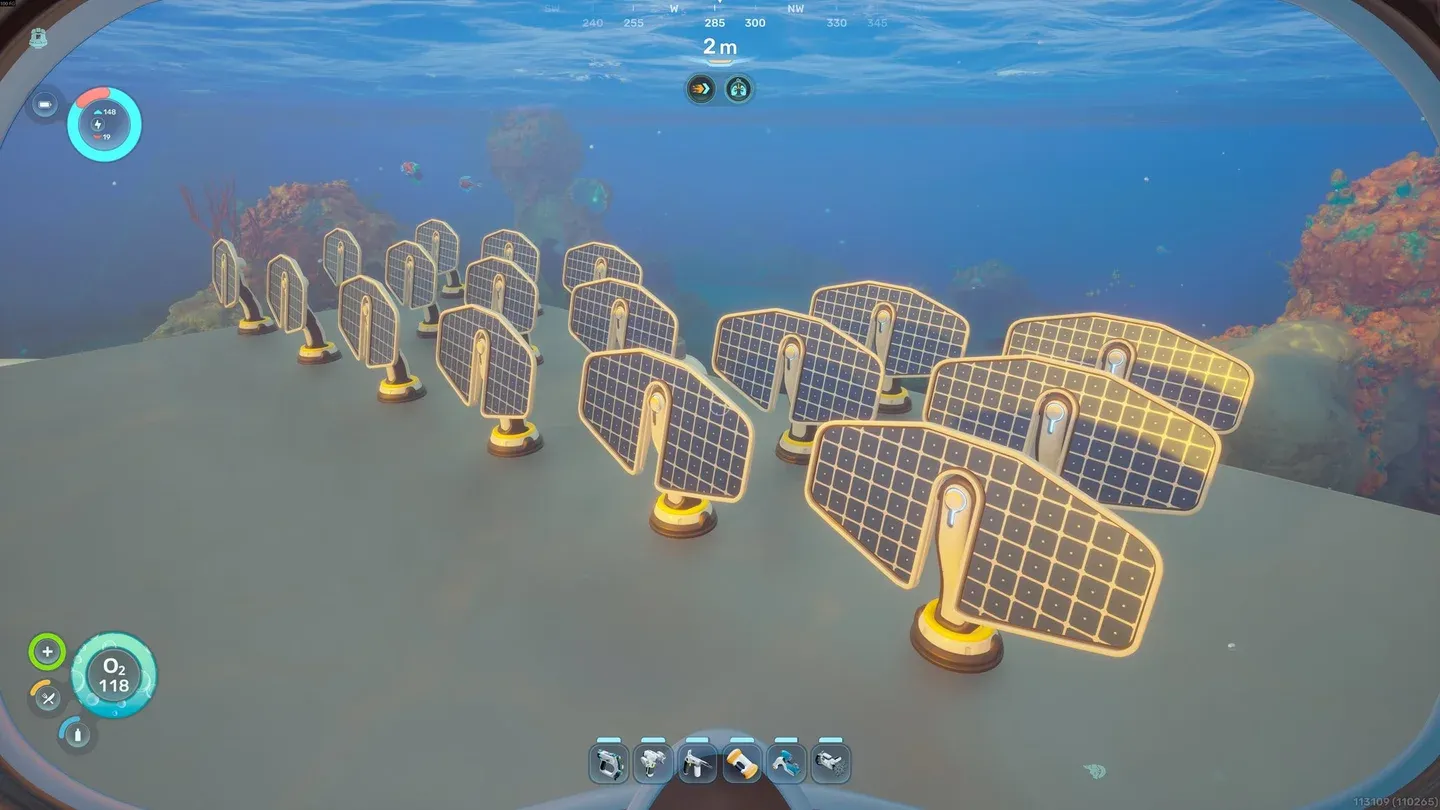 Solar panel on base exterior