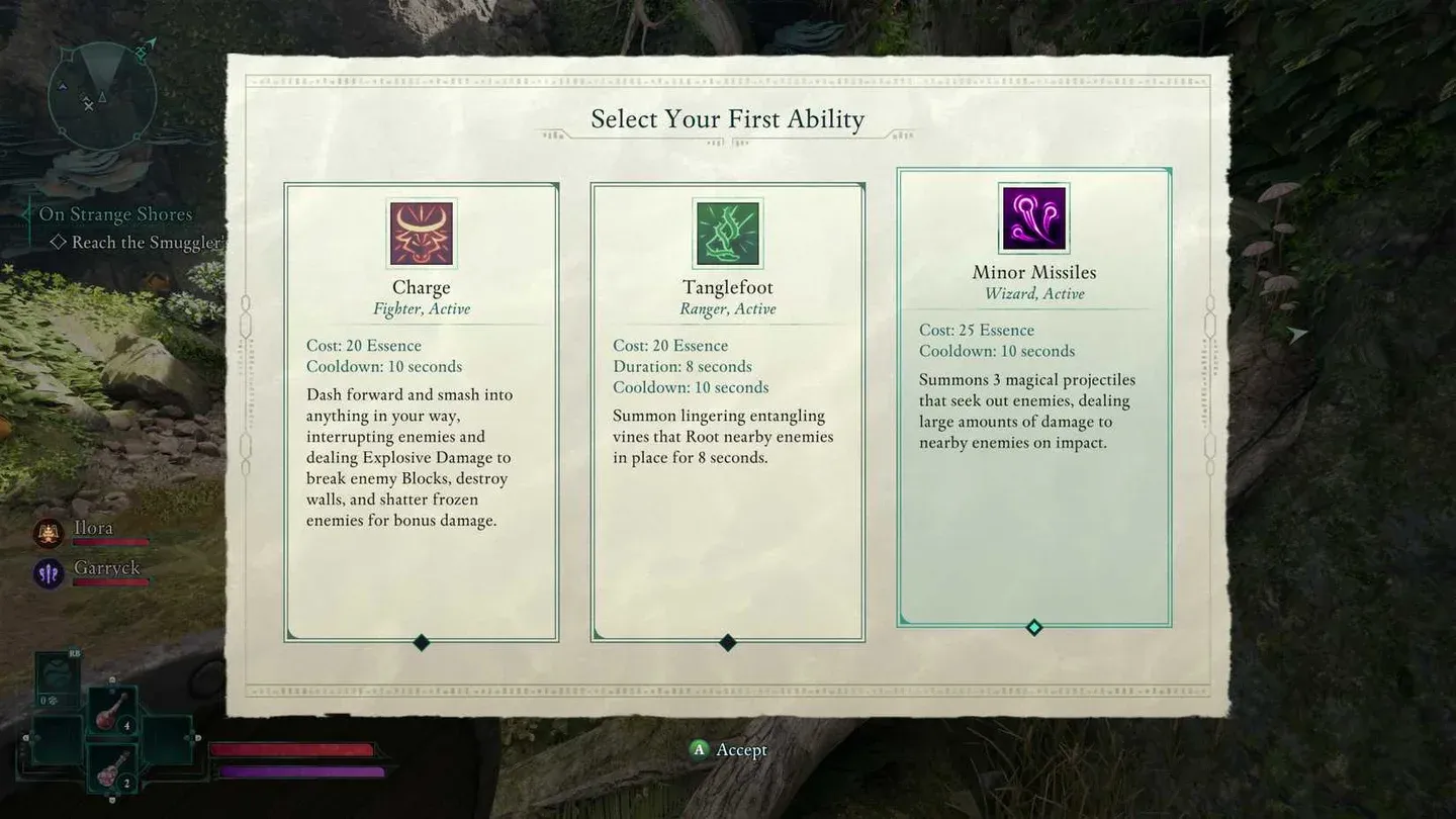 Avowed skill tree menu