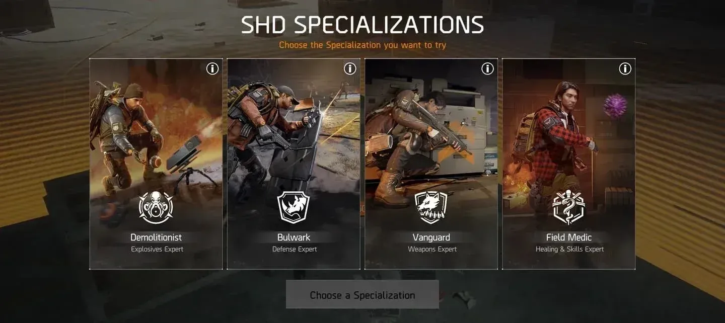 Specialization class selection