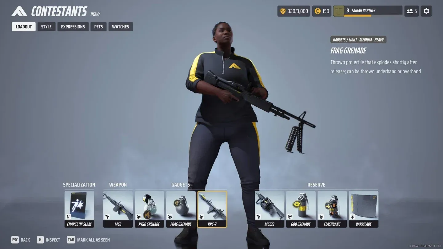 Heavy full loadout with gadgets