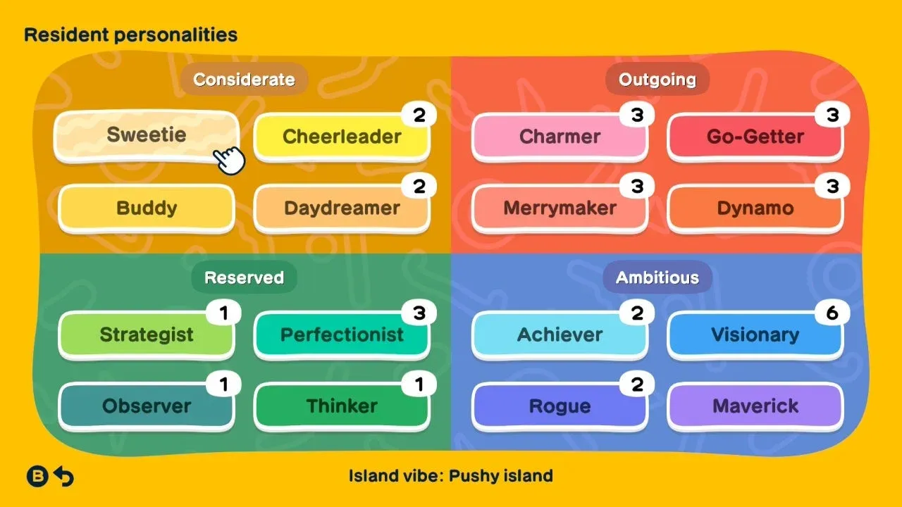 Personality slider settings