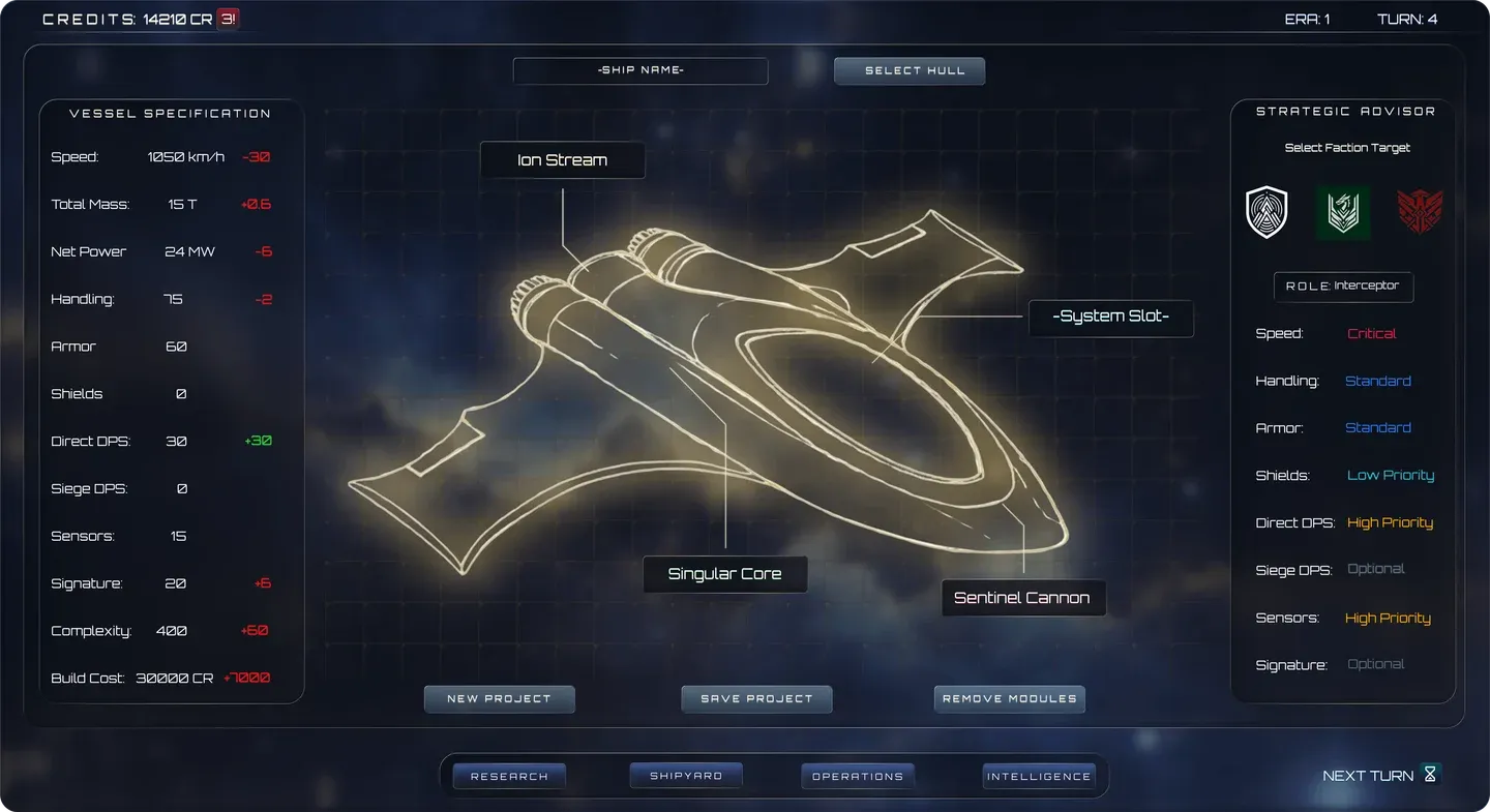 Shipyard upgrade menu