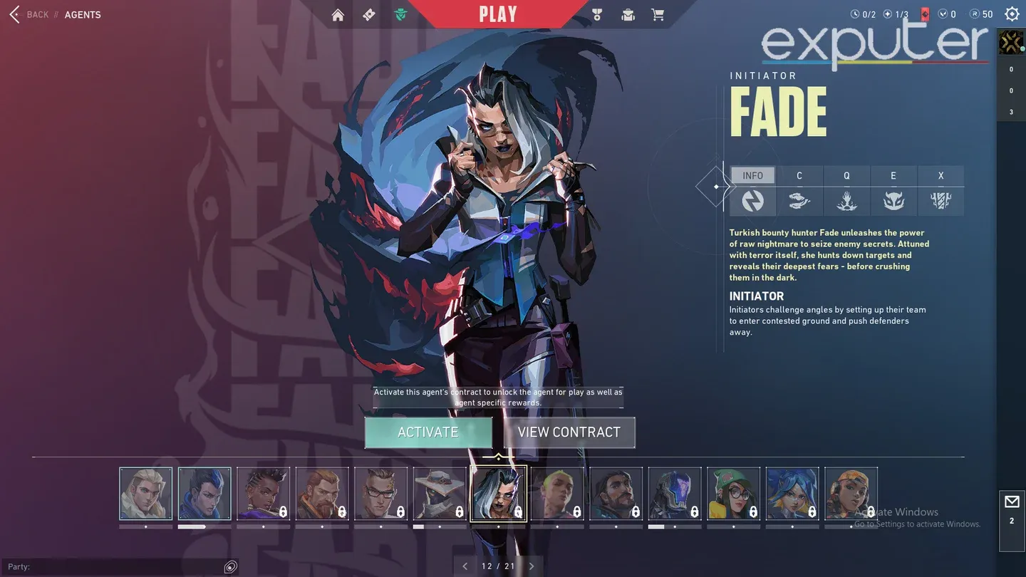 Agent select screen overview