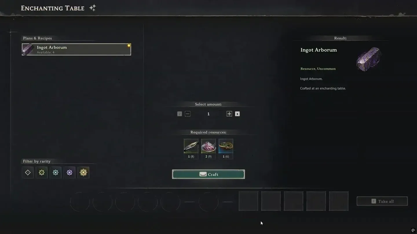 Enchanting Table recipe view