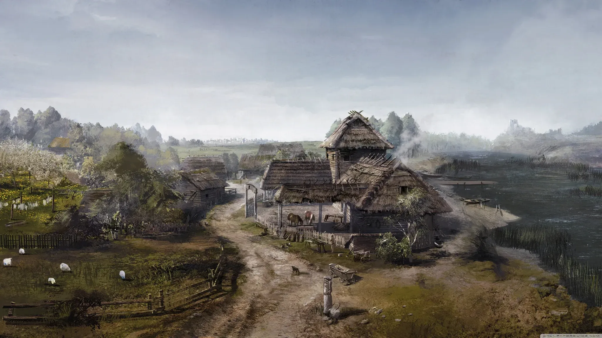Cool concept art drawing of the White Orchard Inn [4k] [The Witcher 3] : r/ Witcher3