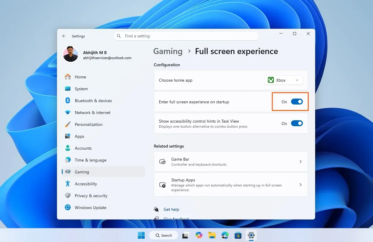 Enabling Xbox Mode in Settings